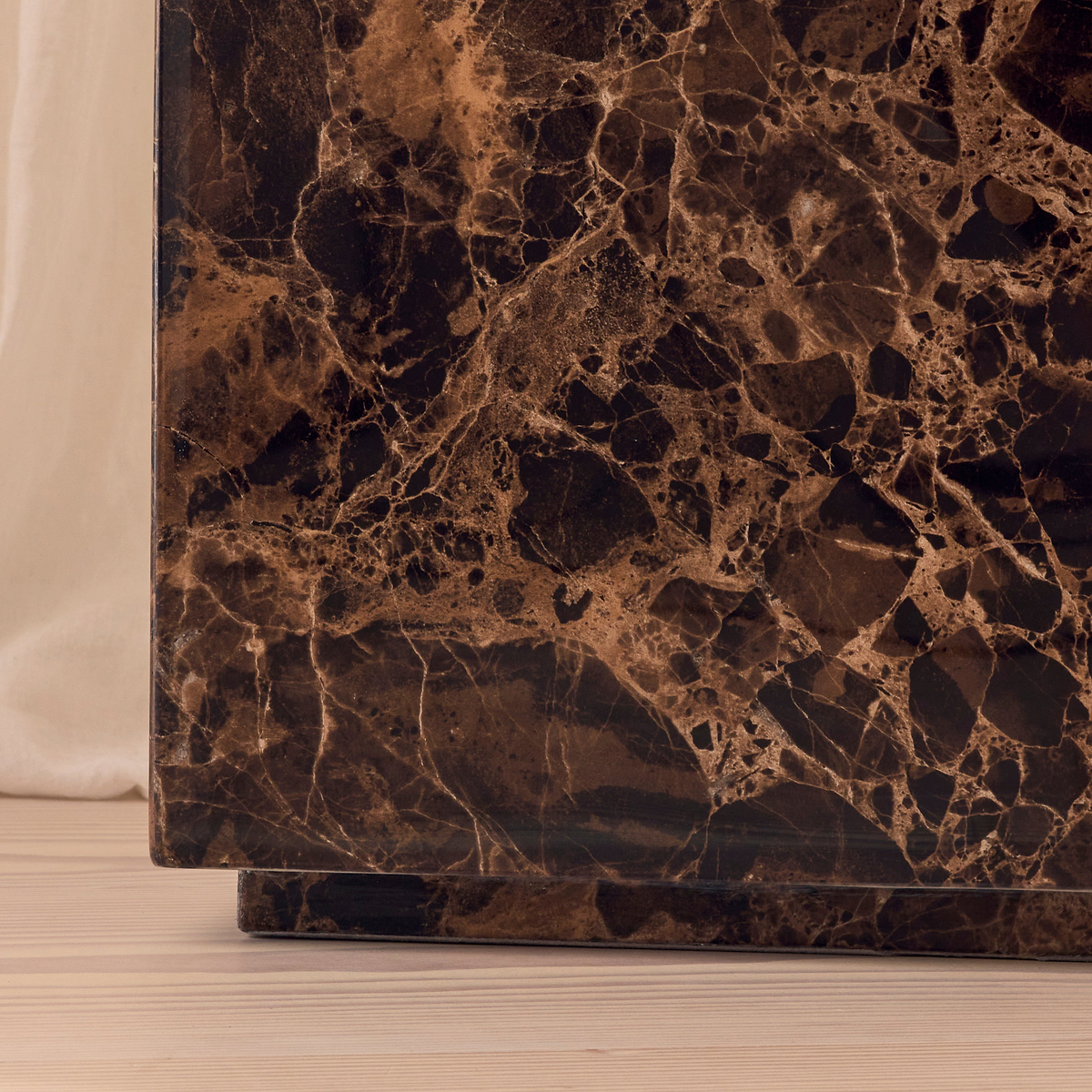 Atella - Dark Emperador Rectangular Premium Solid Marble Side Table
