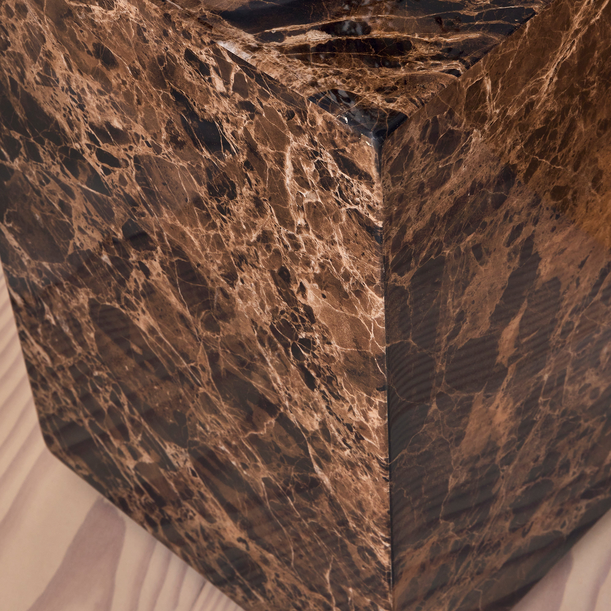 Atella - Dark Emperador Rectangular Premium Solid Marble Side Table