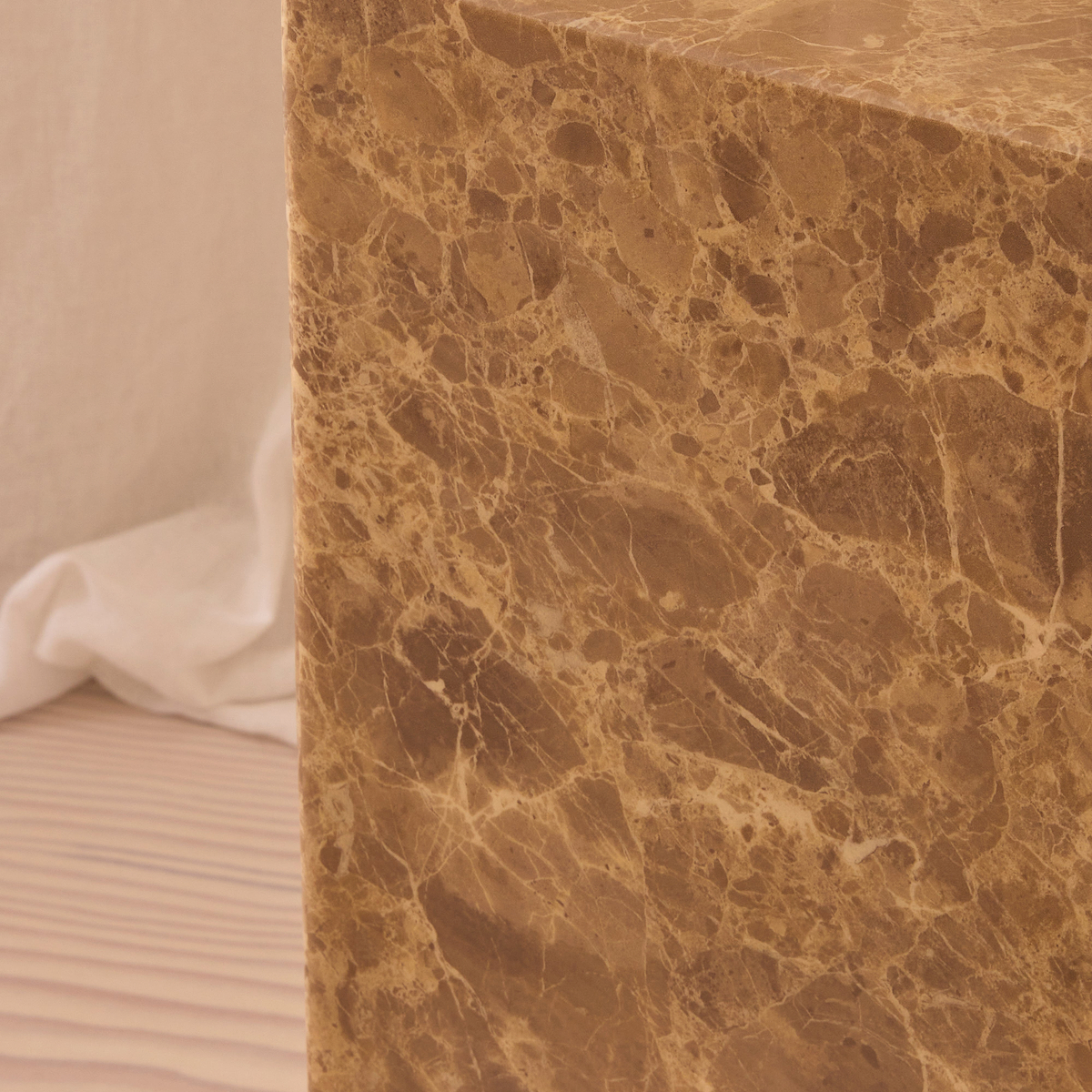 Atella - Light Emperador Rectangular Premium Solid Marble Side Table