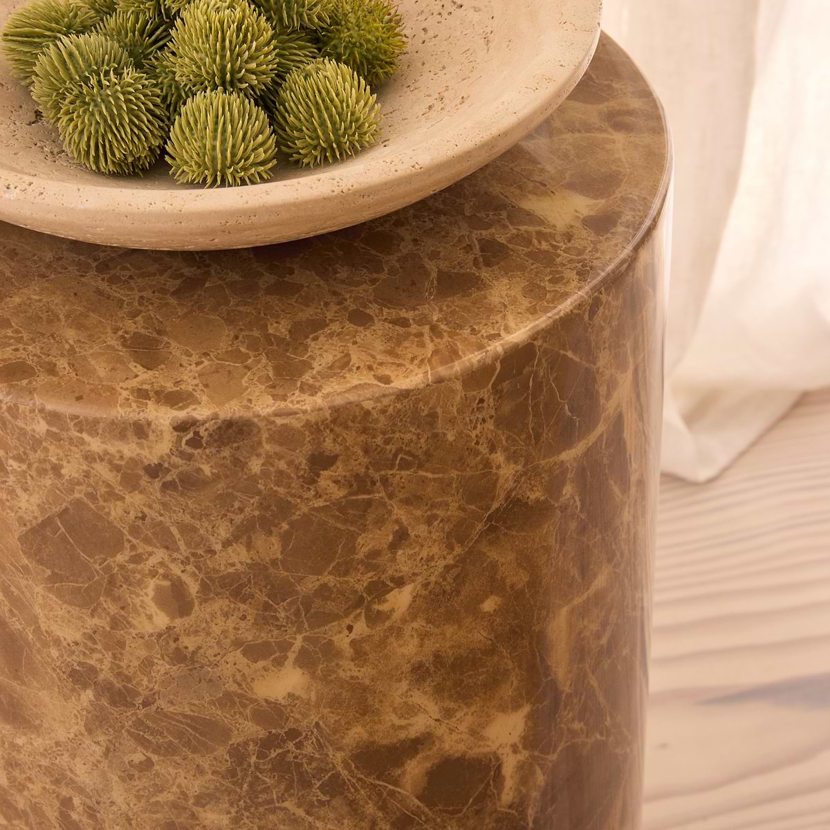 Atella - Light Emperador Round Premium Solid Marble Side Table