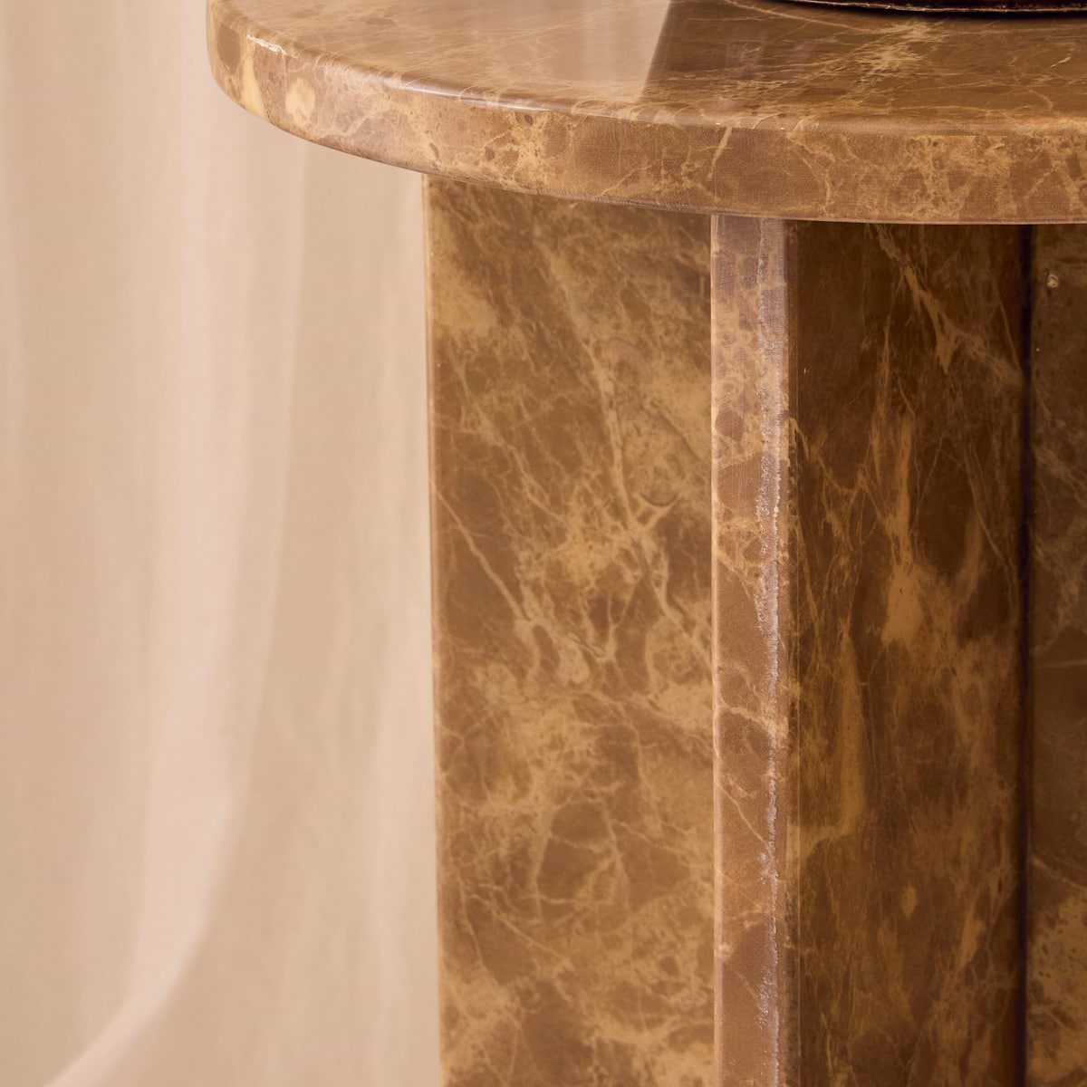 Ravello - Light Emperador Round Premium Solid Marble Side Table