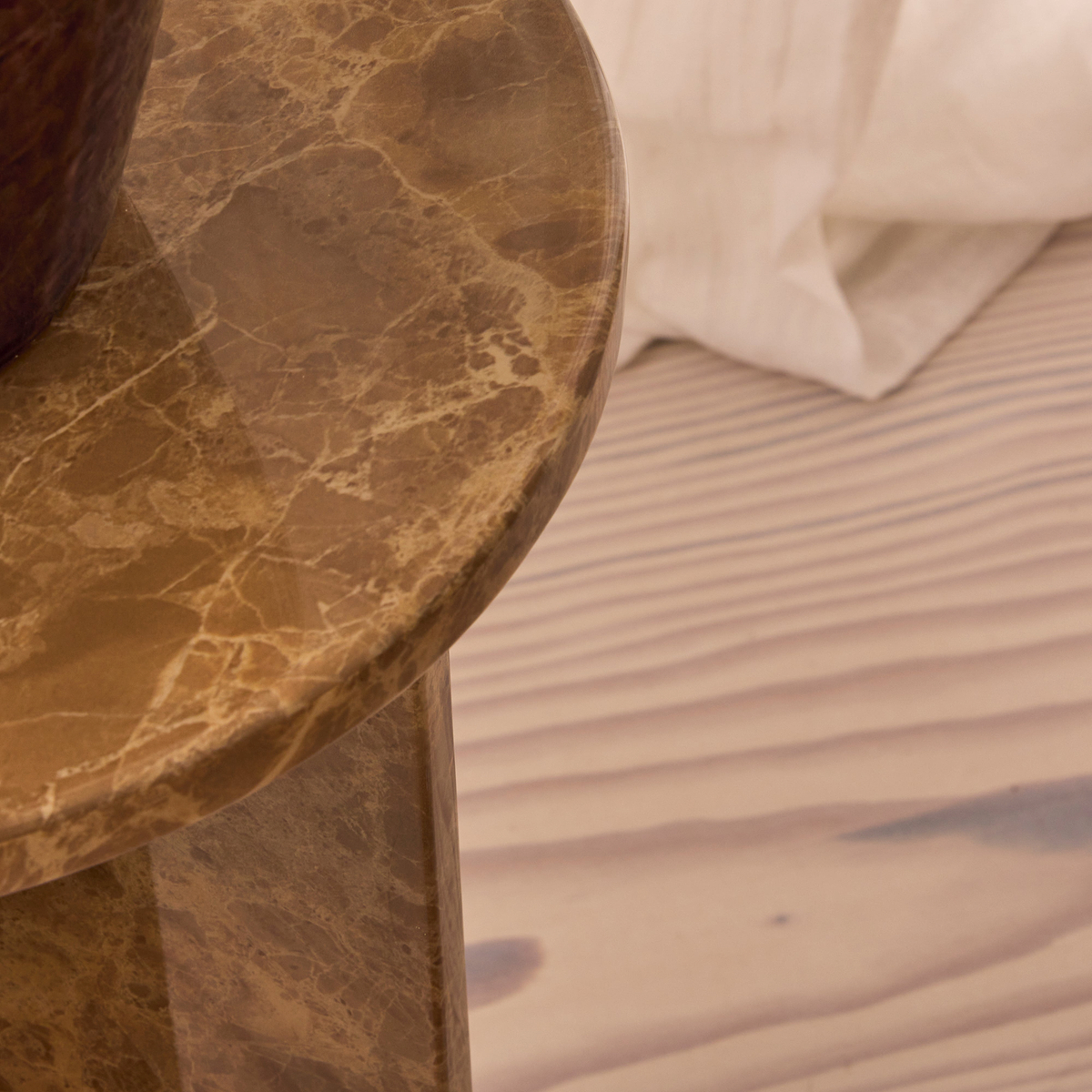 Ravello - Light Emperador Round Premium Solid Marble Side Table