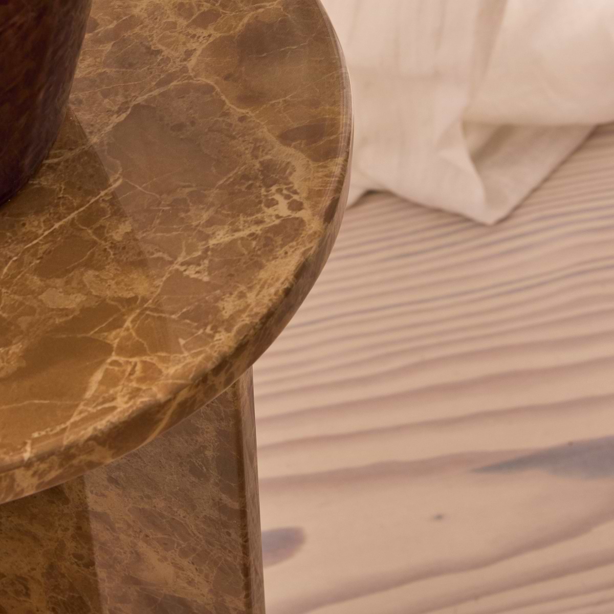 Ravello - Light Emperador Round Premium Solid Marble Side Table