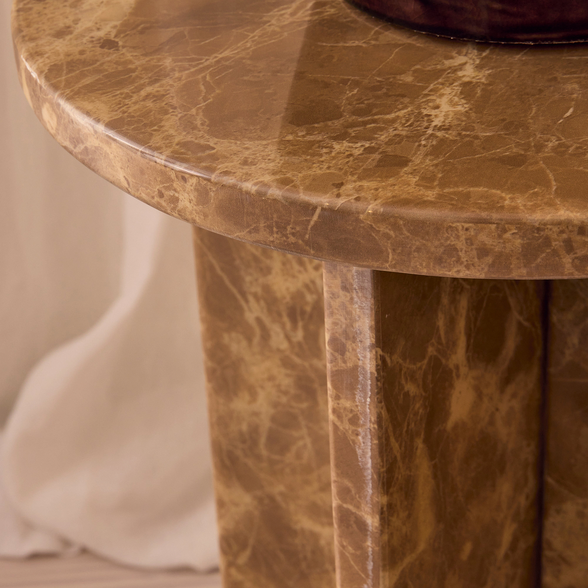 Ravello - Light Emperador Round Premium Solid Marble Side Table