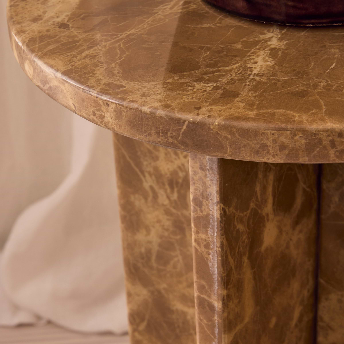 Ravello - Light Emperador Round Premium Solid Marble Side Table