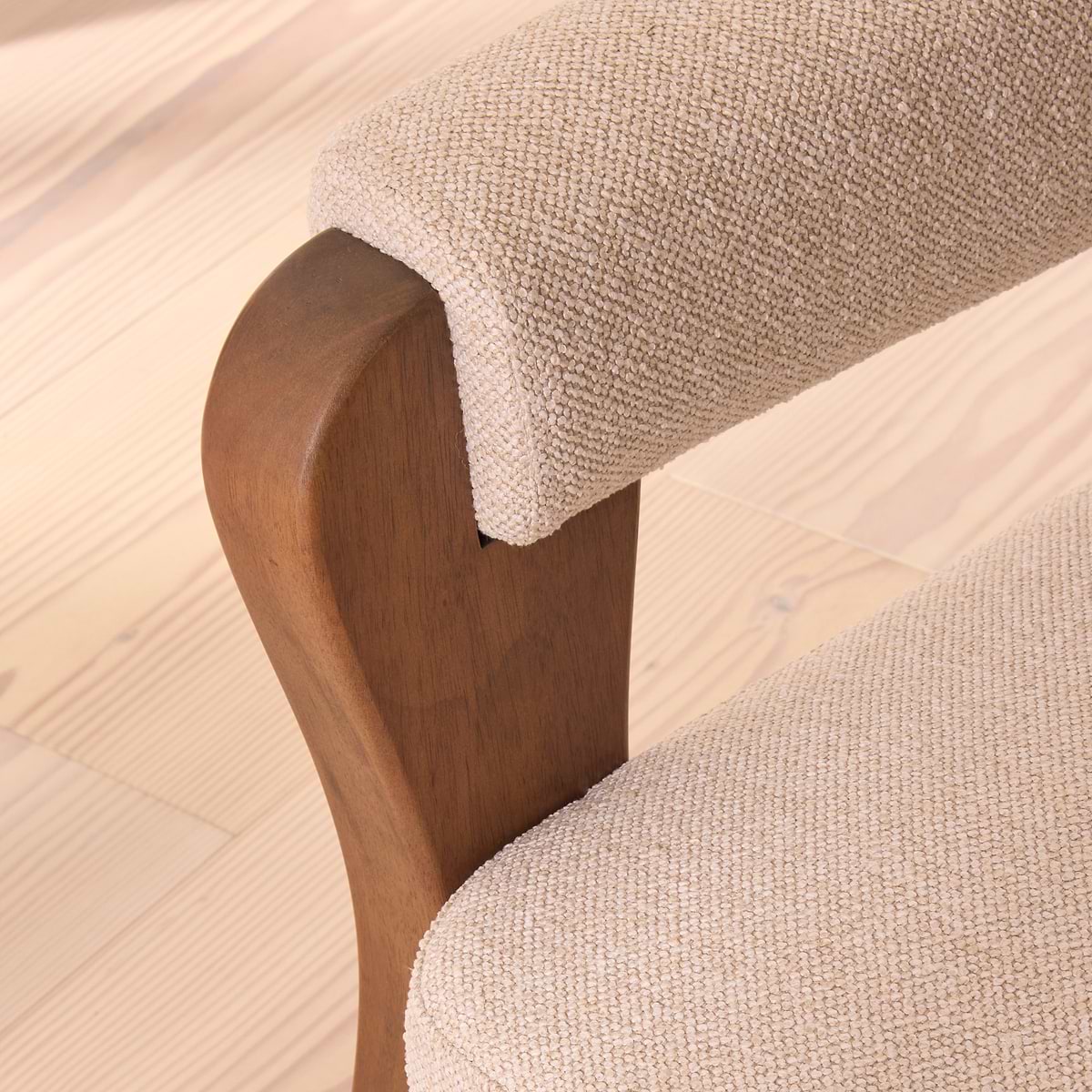 Ferne - Fabric Accent Chair Ivory & Dark Wood