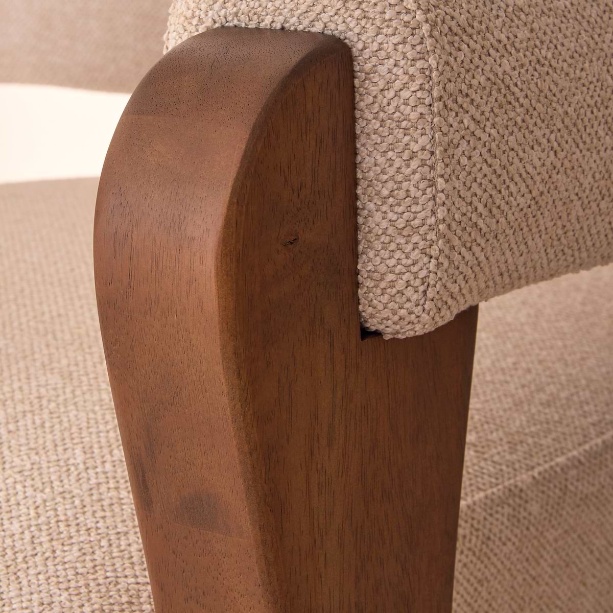 Ferne - Fabric Accent Chair Ivory & Dark Wood