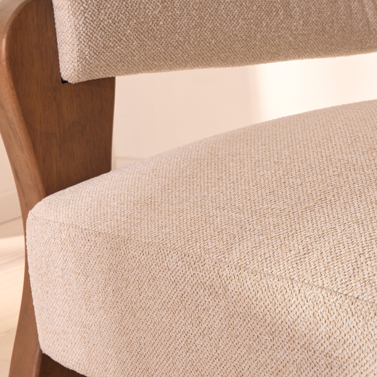 Ferne - Fabric Accent Chair Ivory & Dark Wood