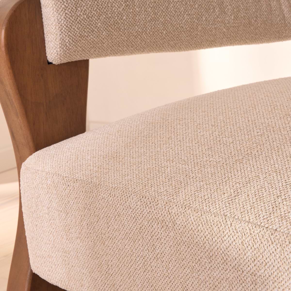 Ferne - Fabric Accent Chair Ivory & Dark Wood