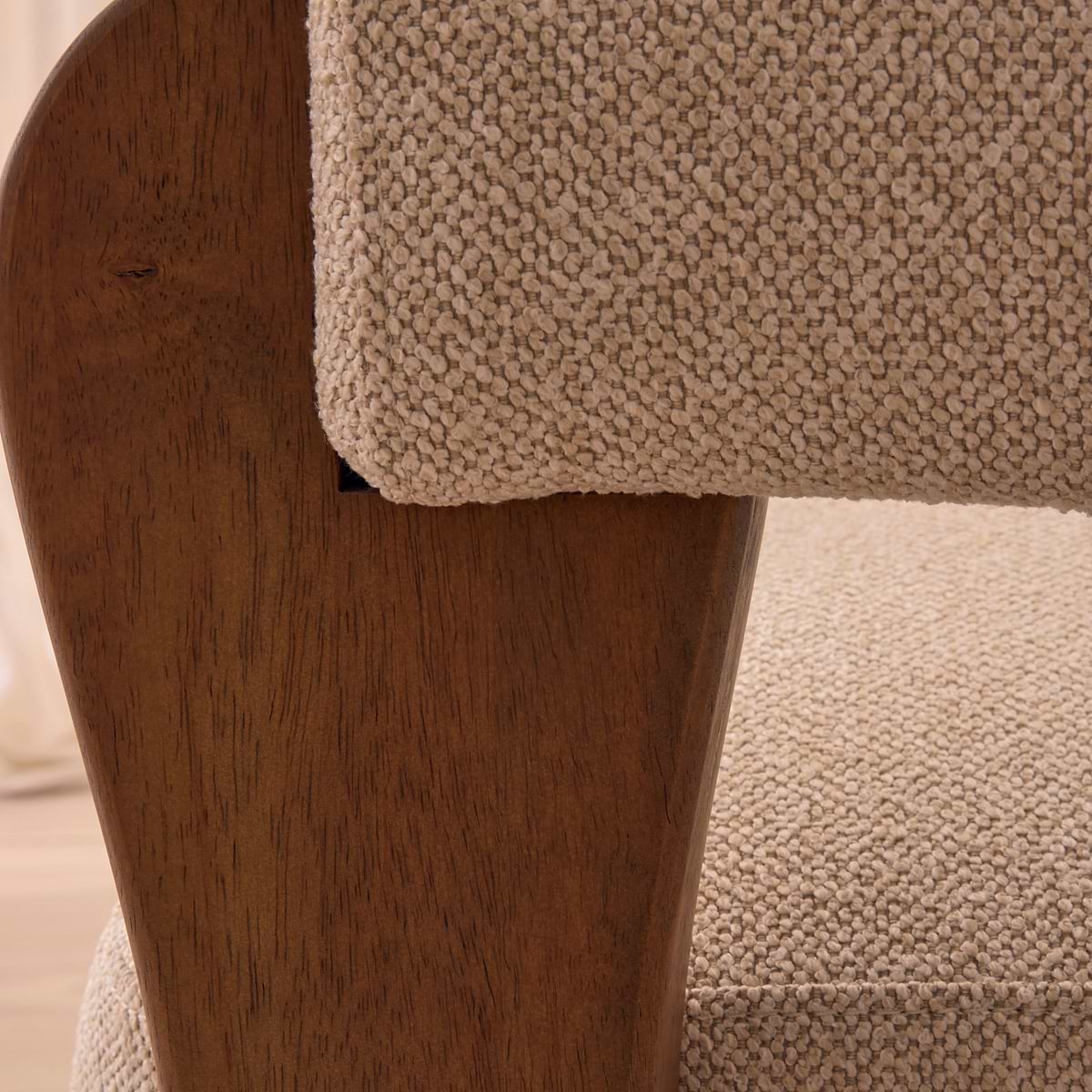 Ferne - Fabric Accent Chair Ivory & Dark Wood
