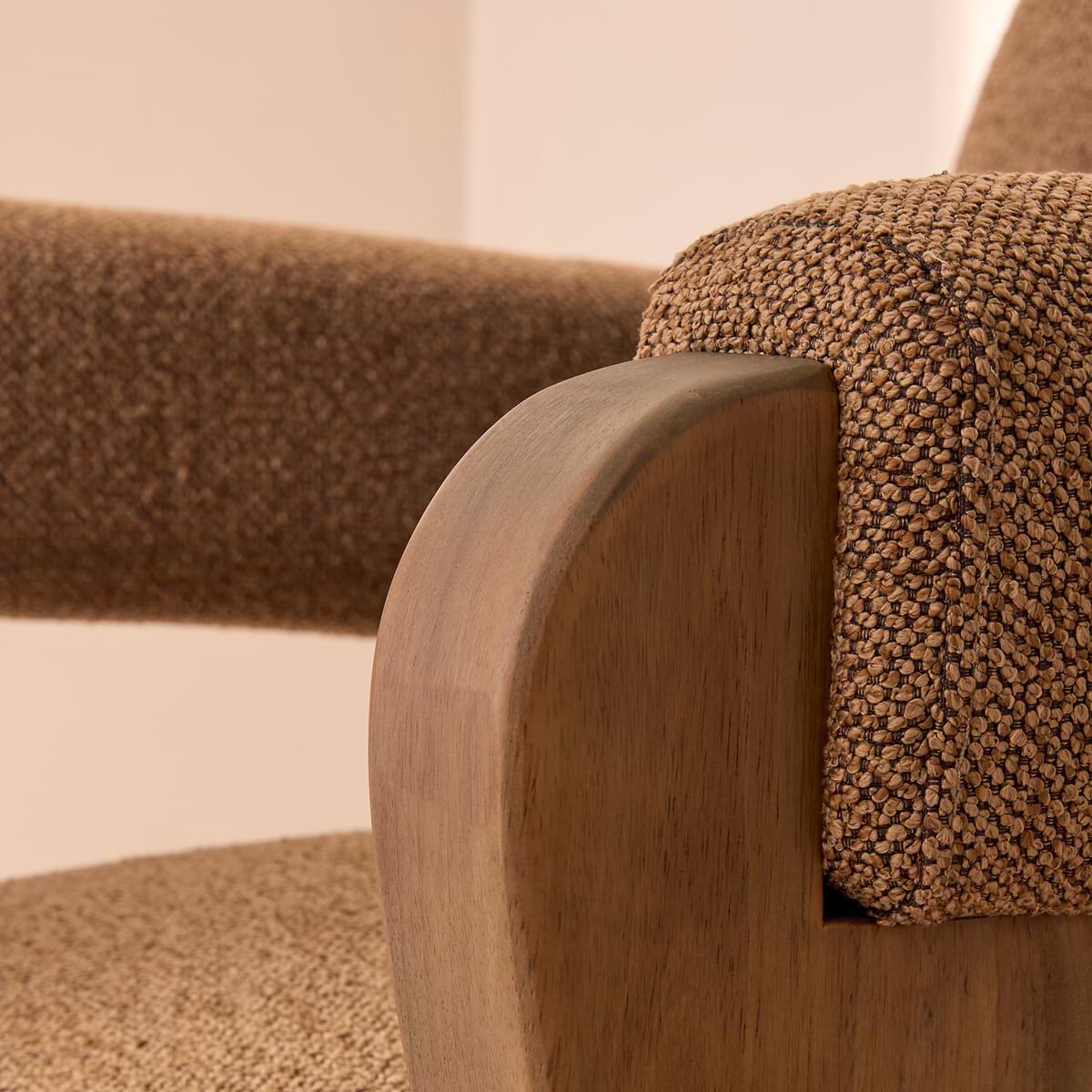 Ferne - Fabric Accent Chair Brown & Warm Wood