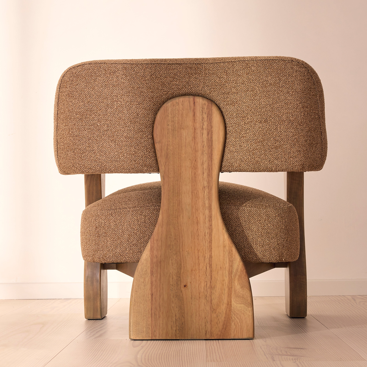 Ferne - Fabric Accent Chair Brown & Warm Wood
