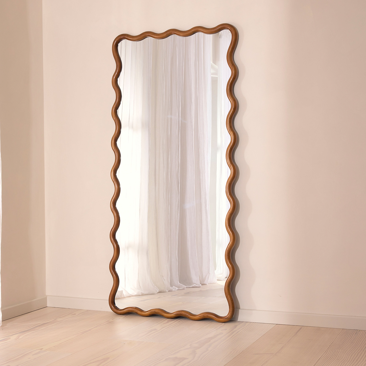 Marea - Dark Wood Wavy Retro Full Length Mirror 170cm x 80cm