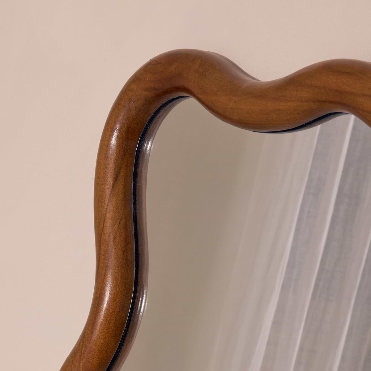 Marea - Dark Wood Wavy Retro Full Length Mirror 170cm x 80cm