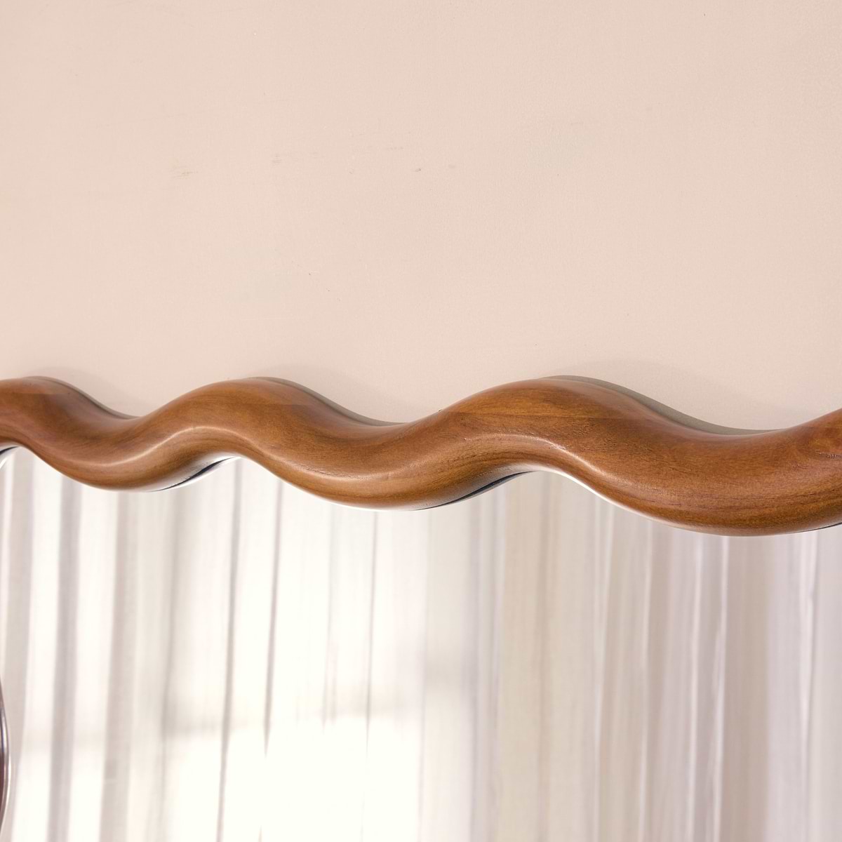 Marea - Dark Wood Wavy Retro Wall Mirror 100cm x 70cm