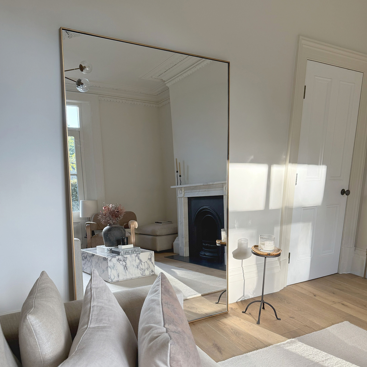 Theo - Full Length Gold Rectangular Extra Large Metal Mirror 190cm x 120cm