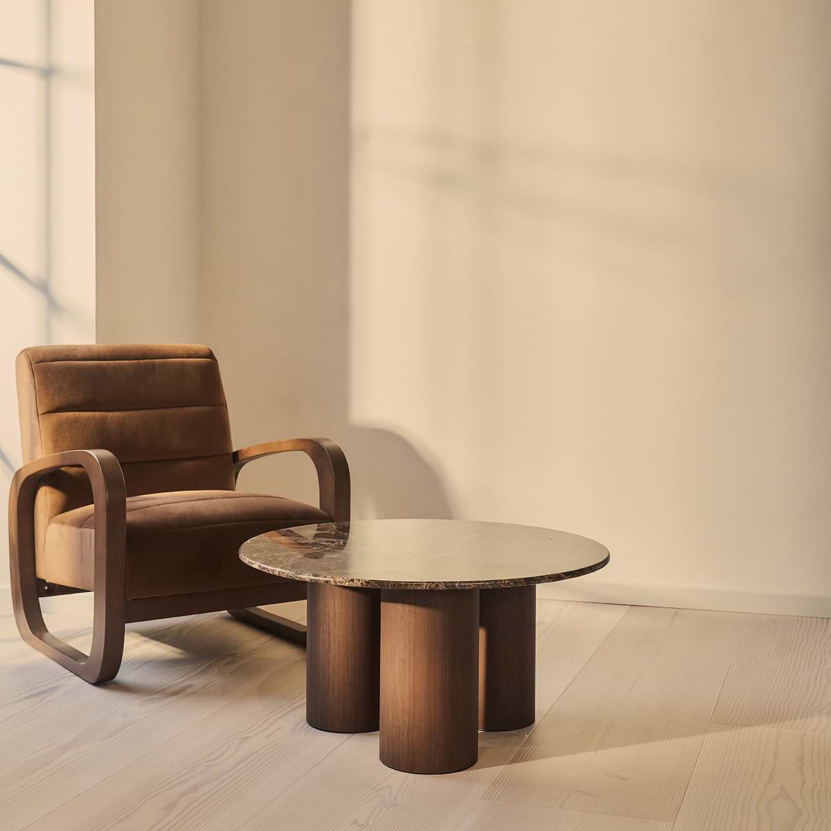 Trivium - Dark Emperador Round Dark Wood Premium Coffee Table