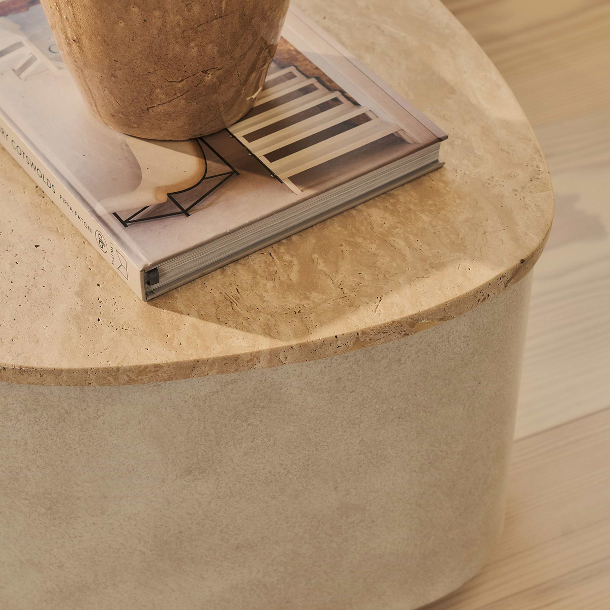Arlo - Beige Travertine Irregular Concrete Premium Coffee Table