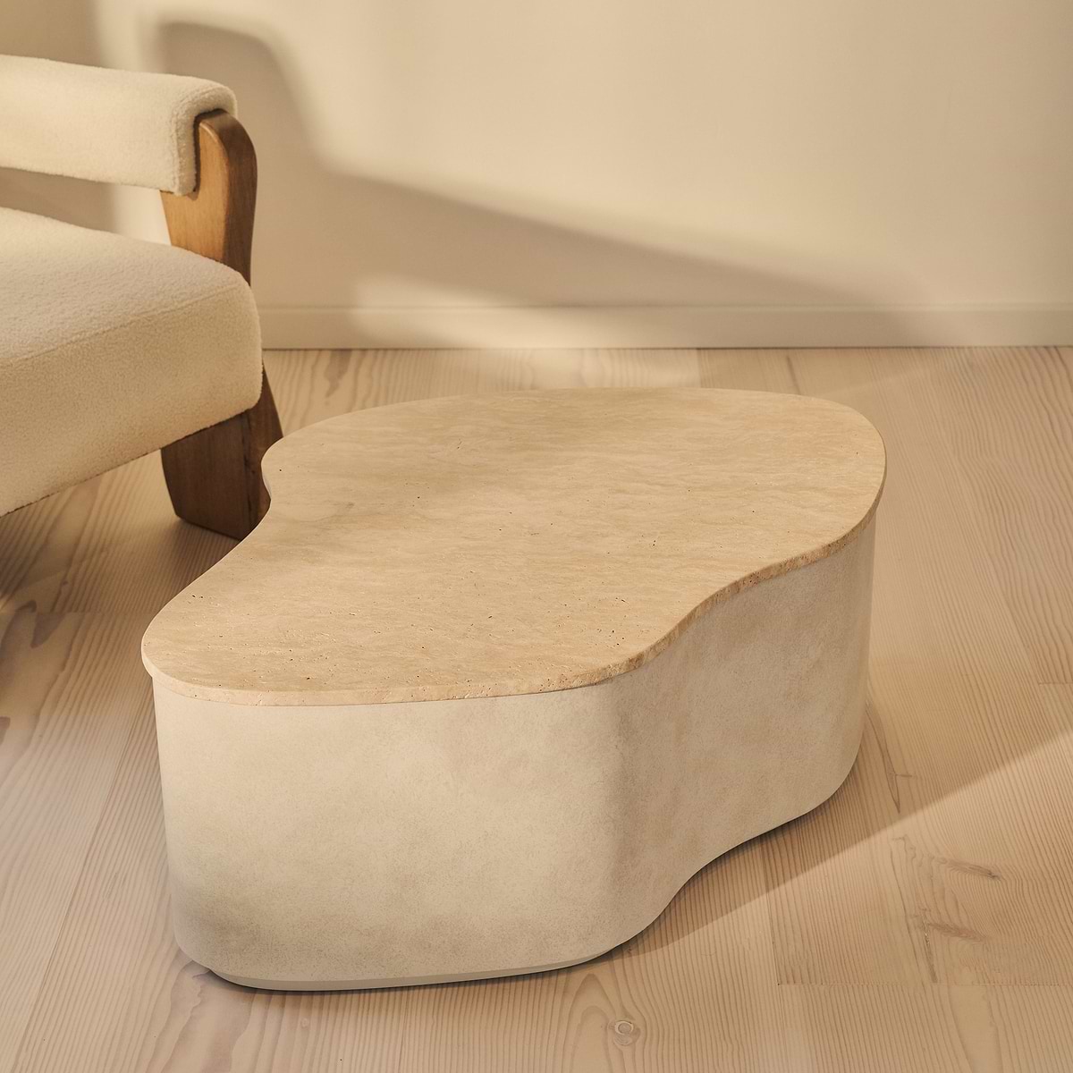 Arlo - Beige Travertine Irregular Concrete Premium Coffee Table