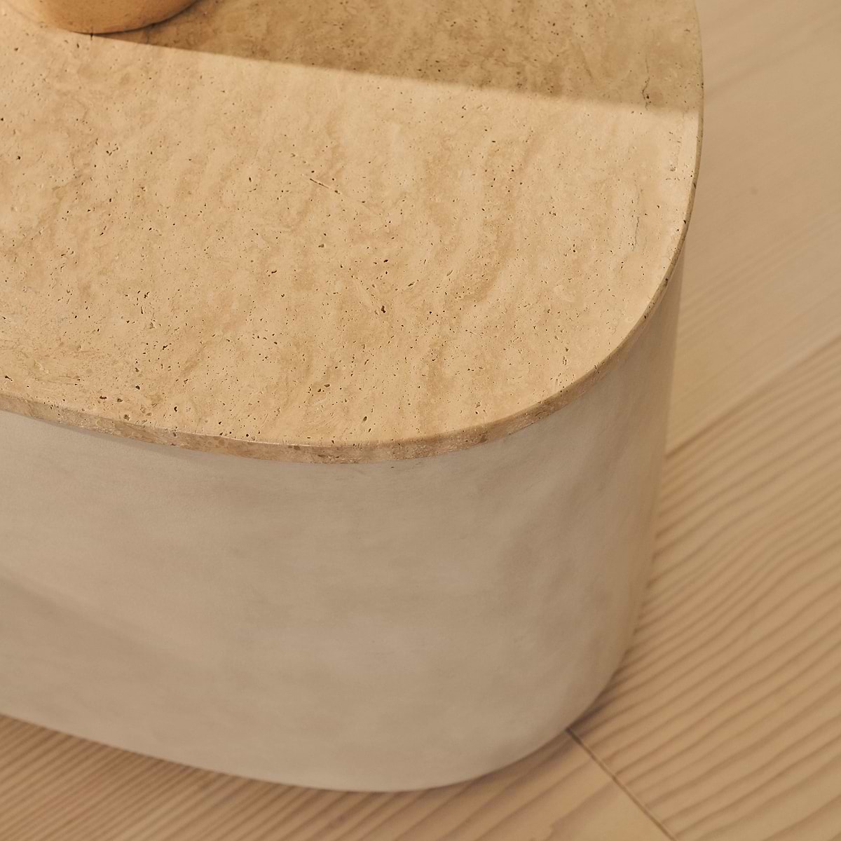 Arlo - Beige Travertine Irregular Concrete Premium Extra Large Coffee Table