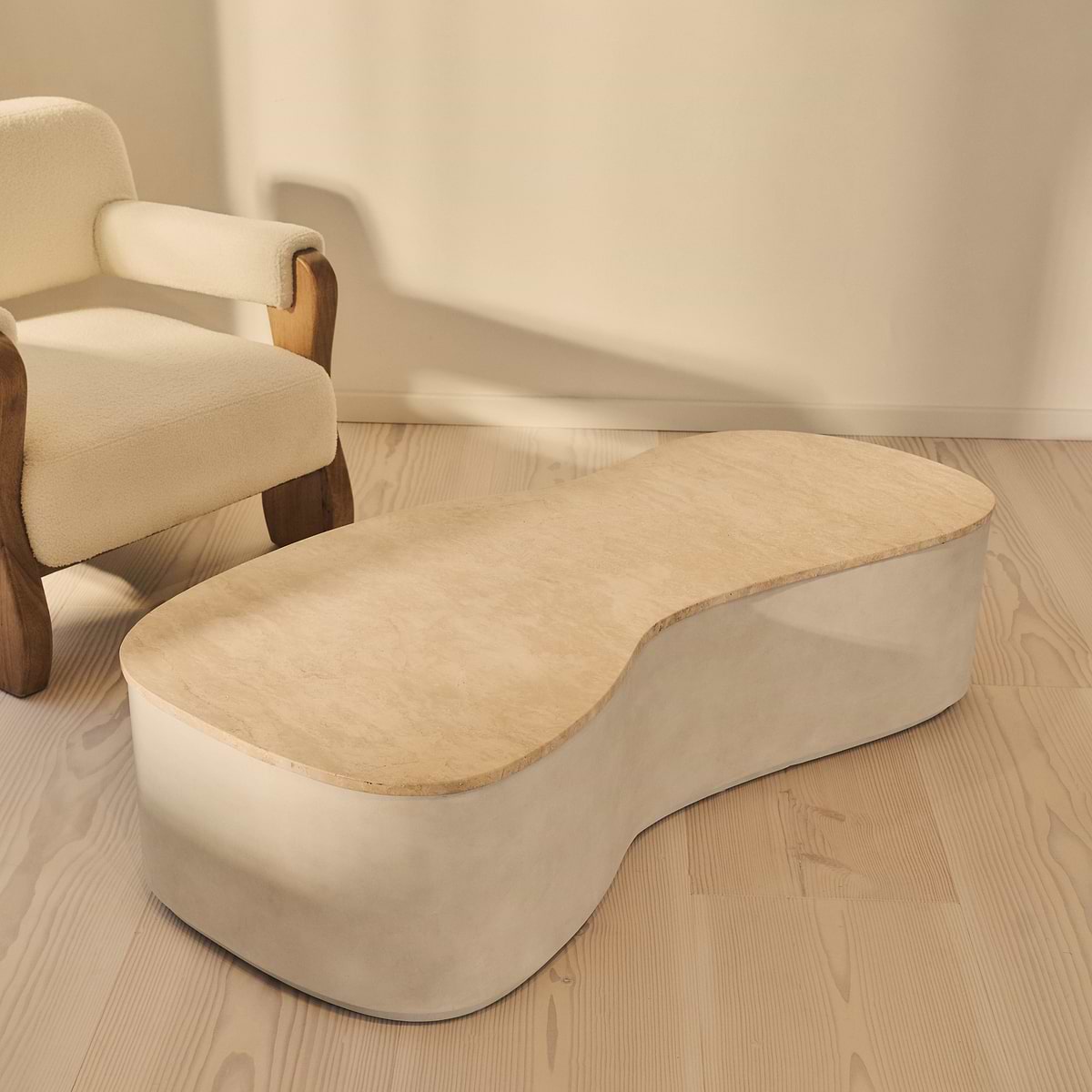 Arlo - Beige Travertine Irregular Concrete Premium Extra Large Coffee Table