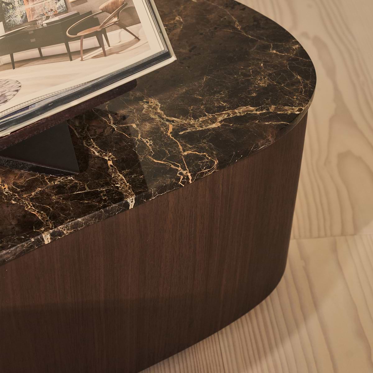 Arlo - Dark Emperador Irregular Dark Wood Premium Extra Large Coffee Table
