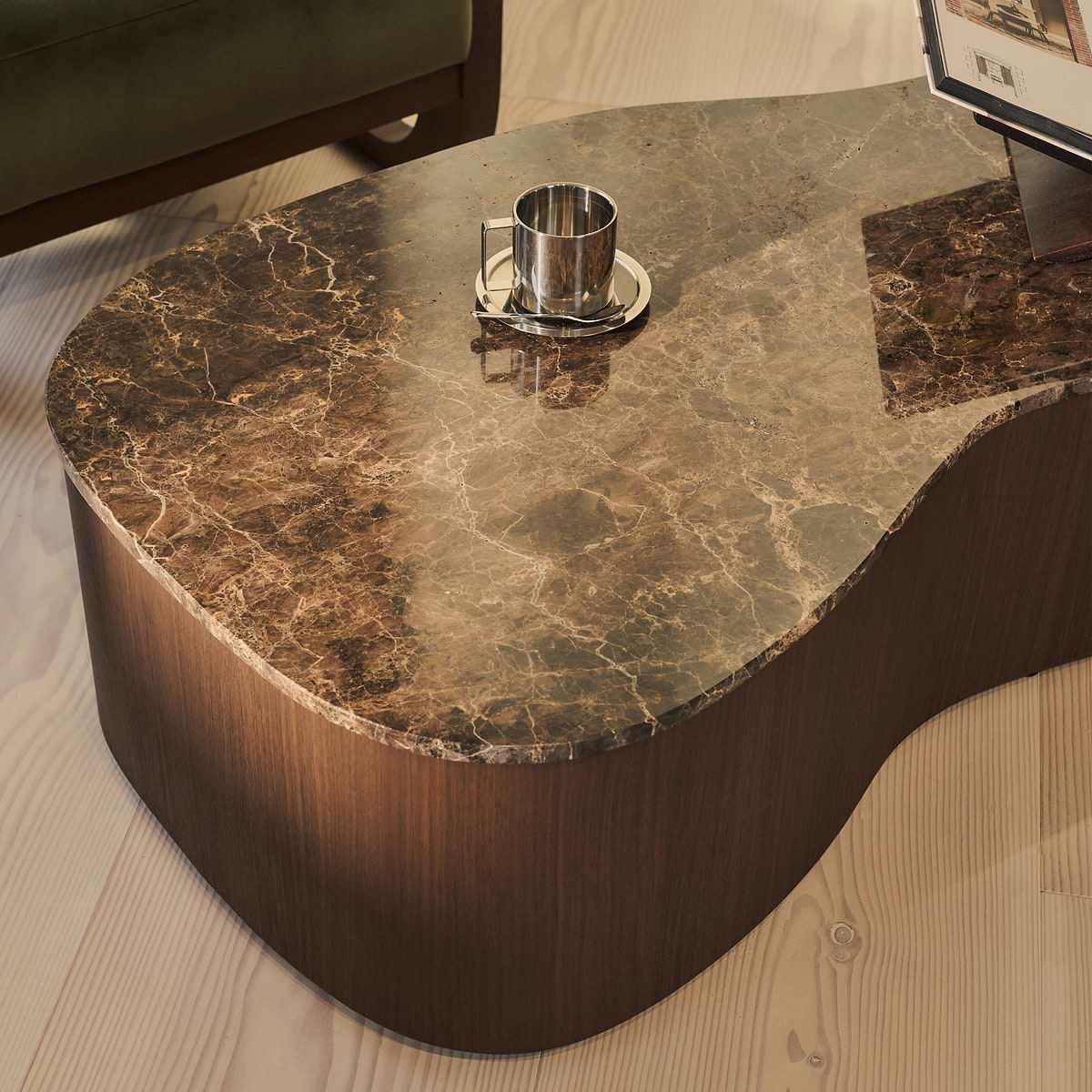 Arlo - Dark Emperador Irregular Dark Wood Premium Extra Large Coffee Table