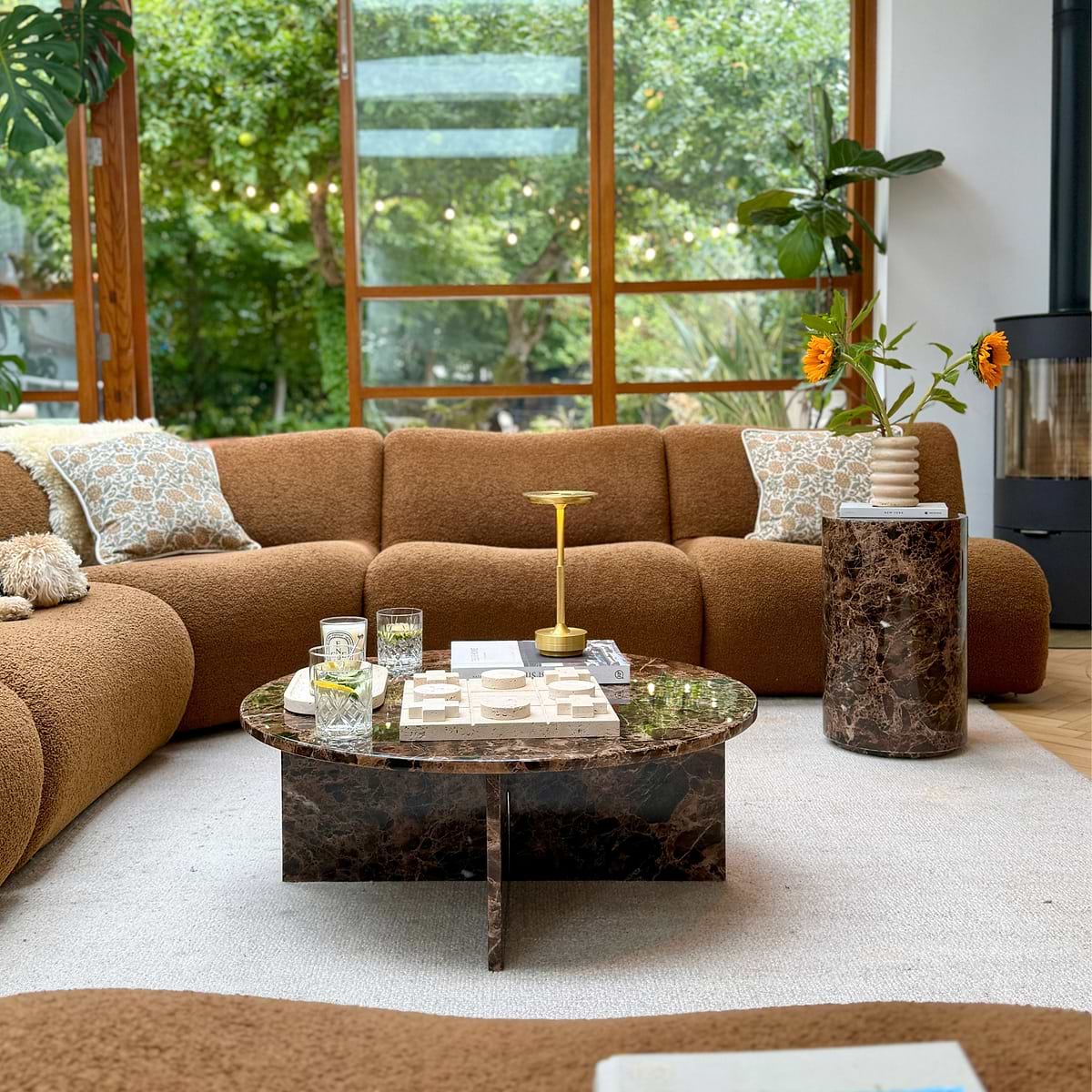Ravello - Dark Emperador Round Premium Solid Marble Coffee Table