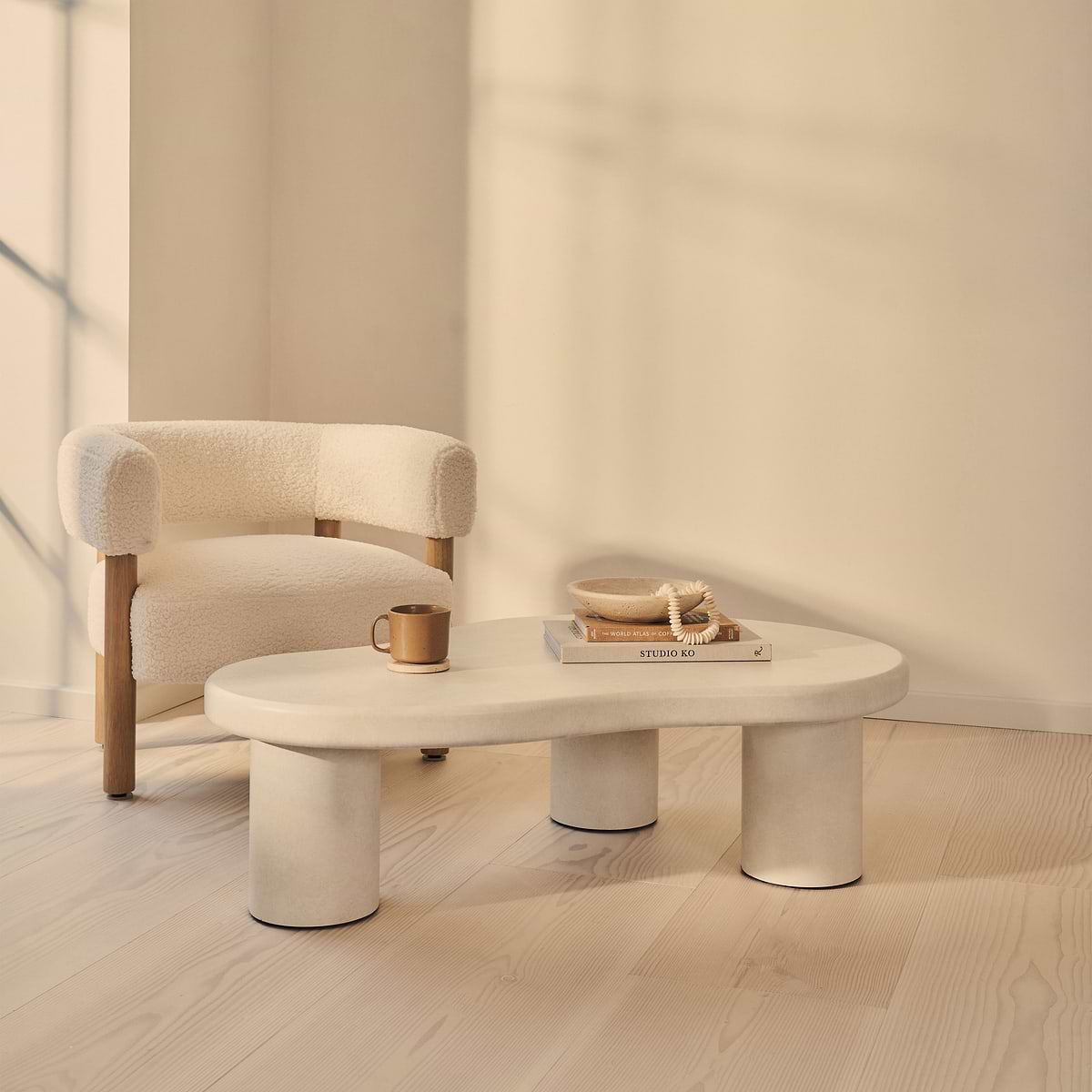 Savanna - Large Concrete Irregular Wooden Coffee Table