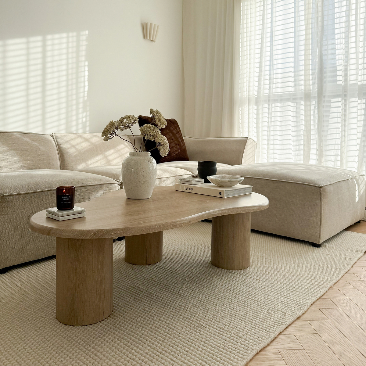 Savanna - Large Washed Wood Irregular Wooden Coffee Table