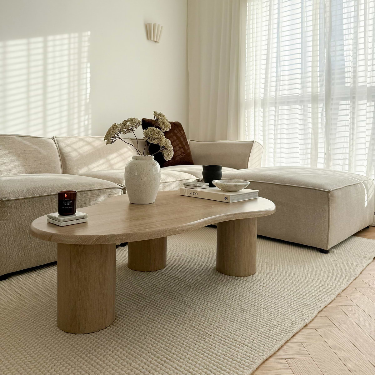Savanna - Large Washed Wood Irregular Wooden Coffee Table