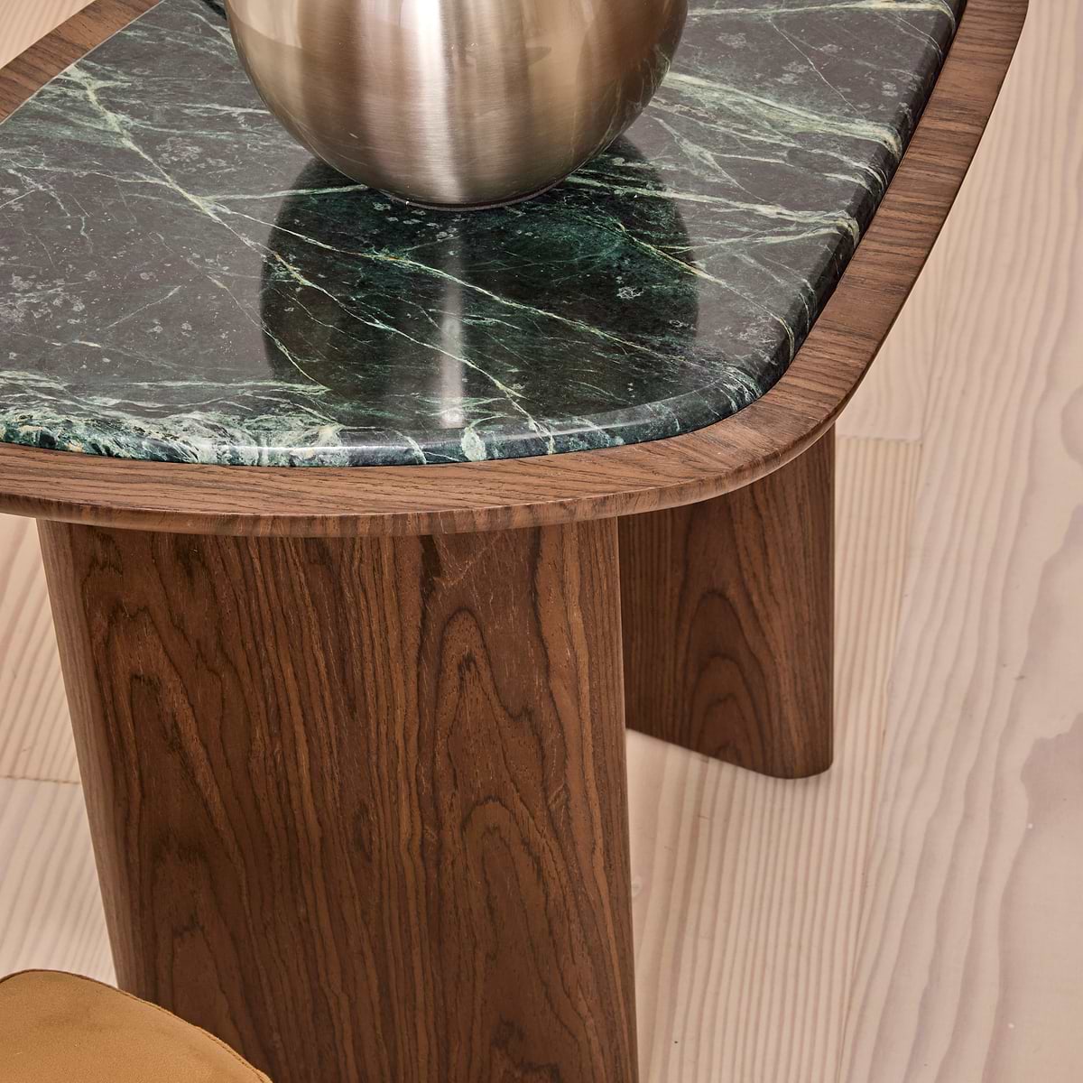 Belmont - Green Marble Irregular Dark Wood Side Table
