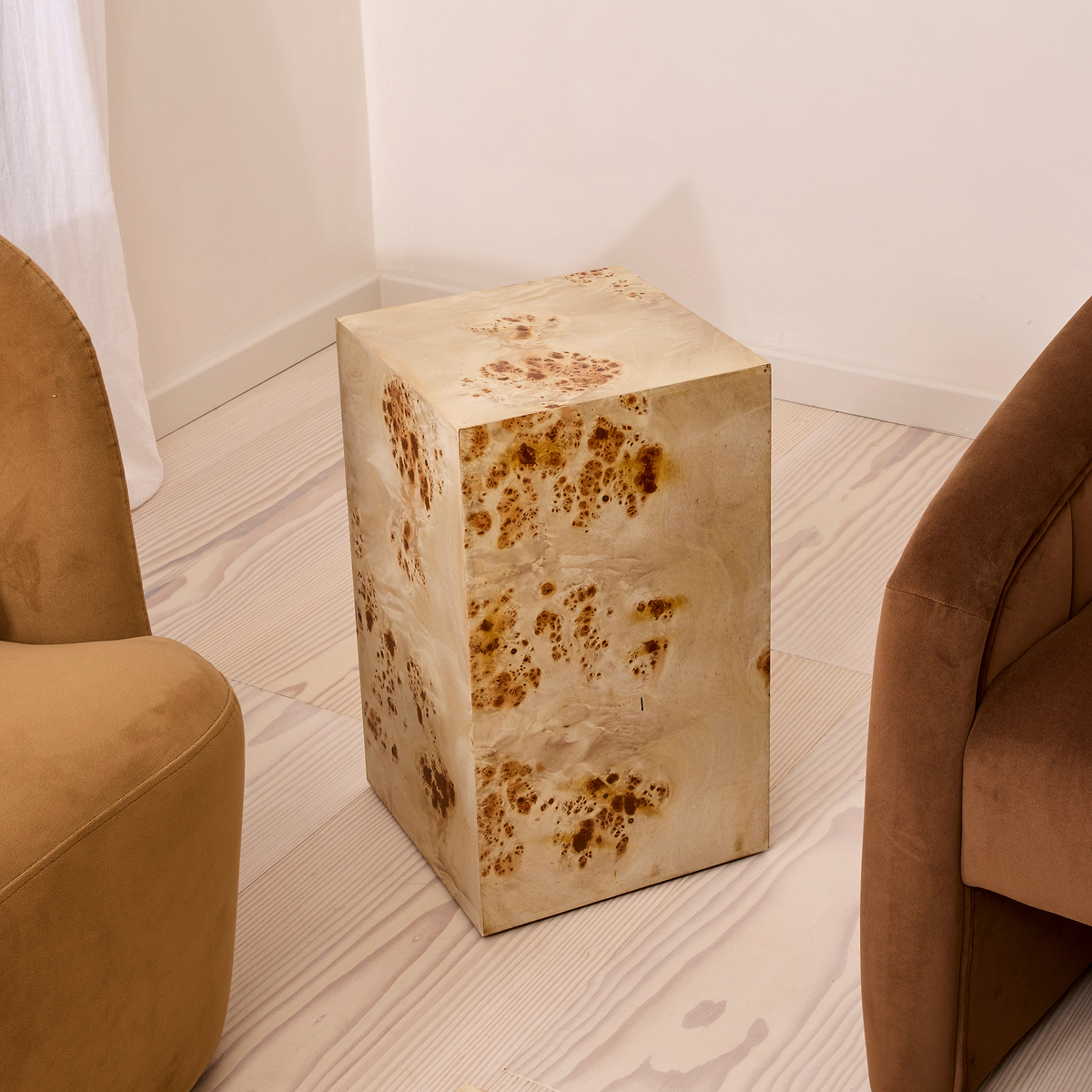 Willow - Natural Burl Wood Rectangular Side Table