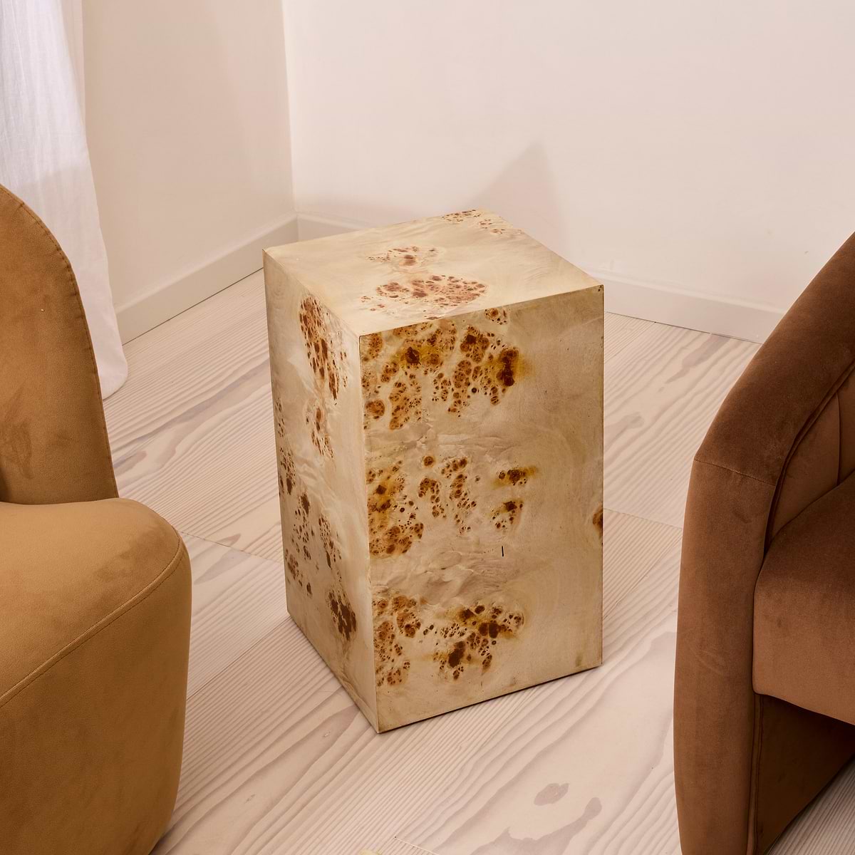 Willow - Natural Burl Wood Rectangular Side Table
