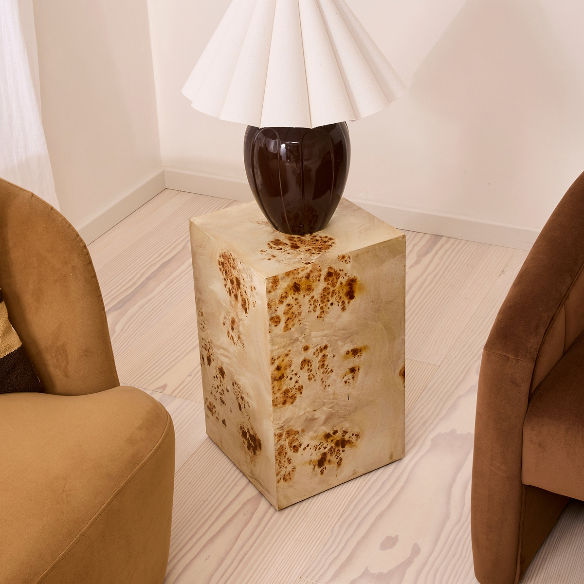 Willow - Natural Burl Wood Rectangular Side Table
