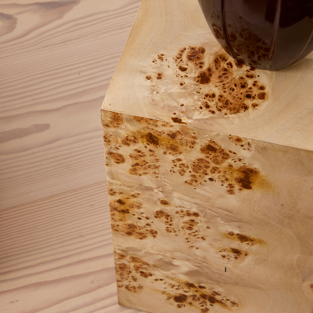Willow - Natural Burl Wood Rectangular Side Table