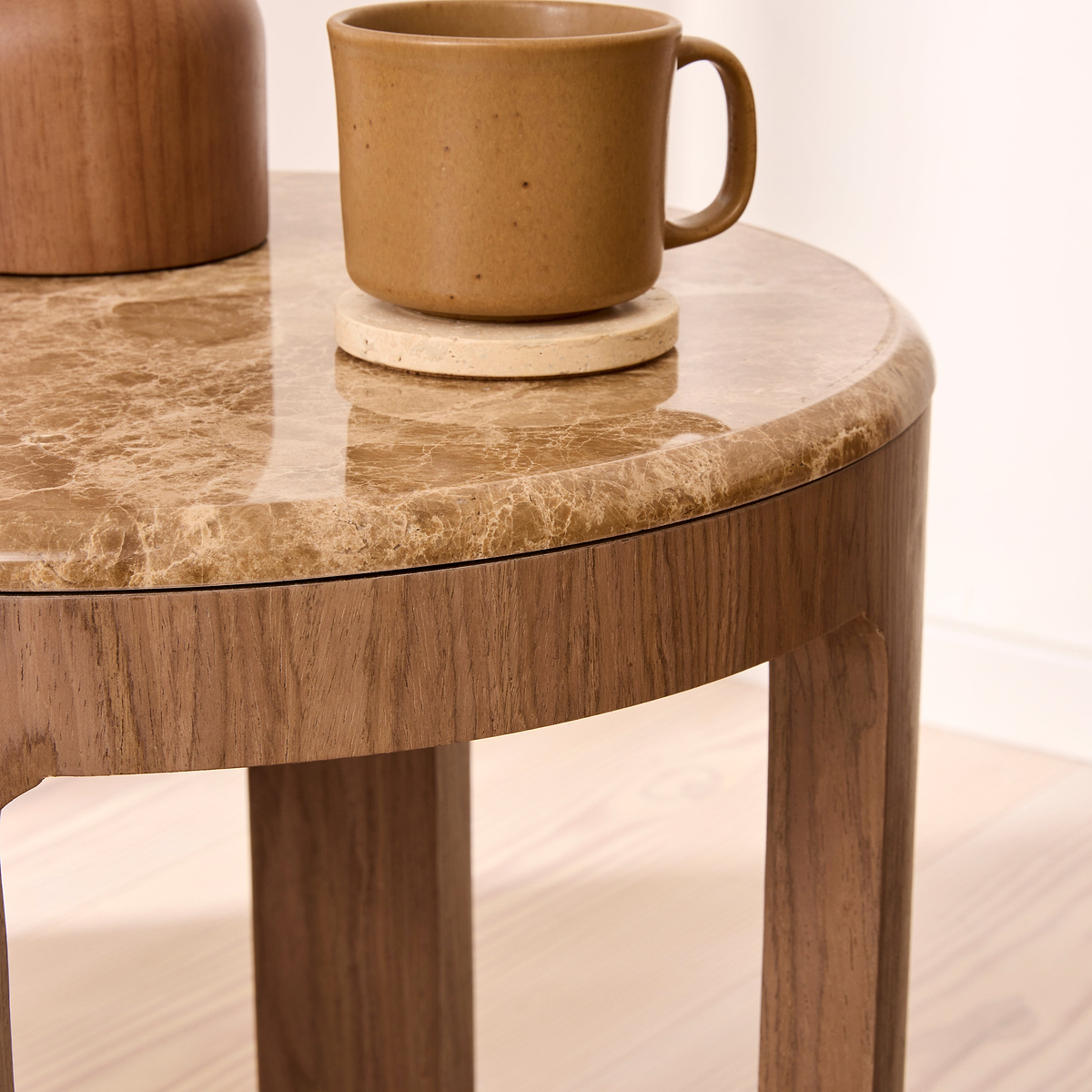 Milford - Light Emperador Round Washed Wood Side Table