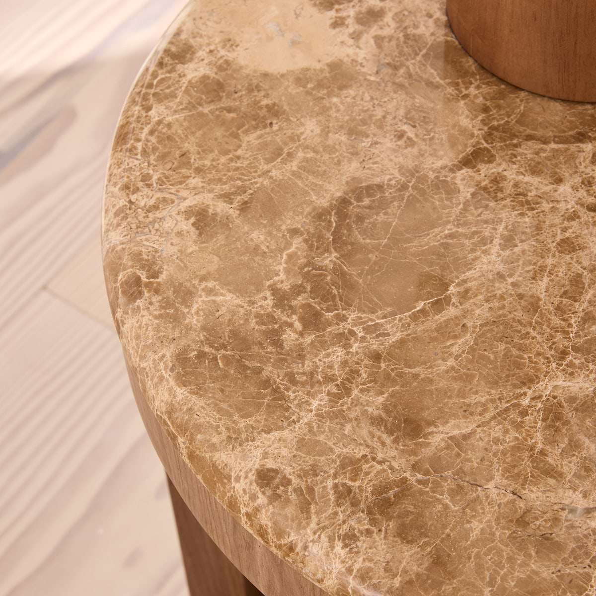 Milford - Light Emperador Round Washed Wood Side Table