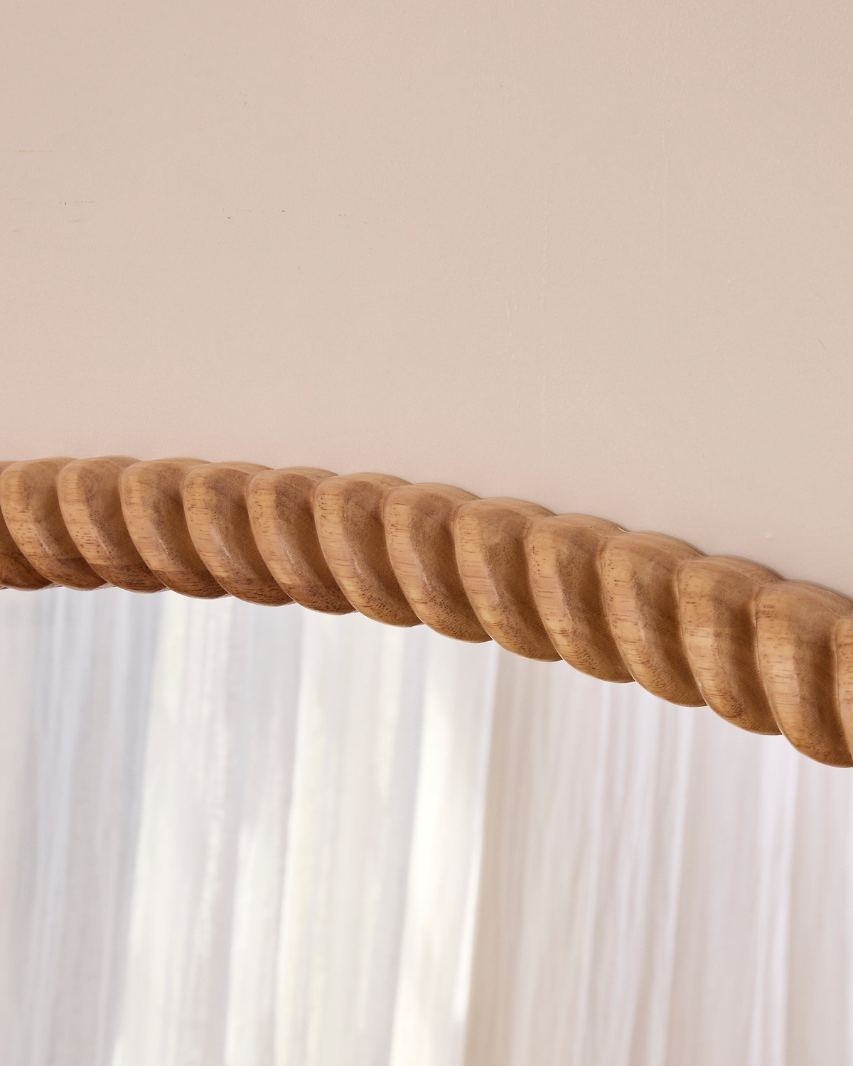 Cordelia - Light Wood Rope Twist Rectangular Wall Mirror 100cm x 70cm