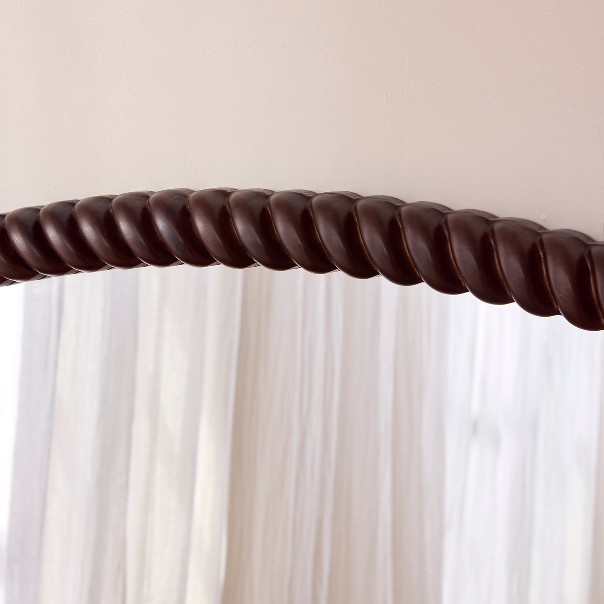Cordelia - Dark Wood Rope Twist Rectangular Wall Mirror 100cm x 70cm