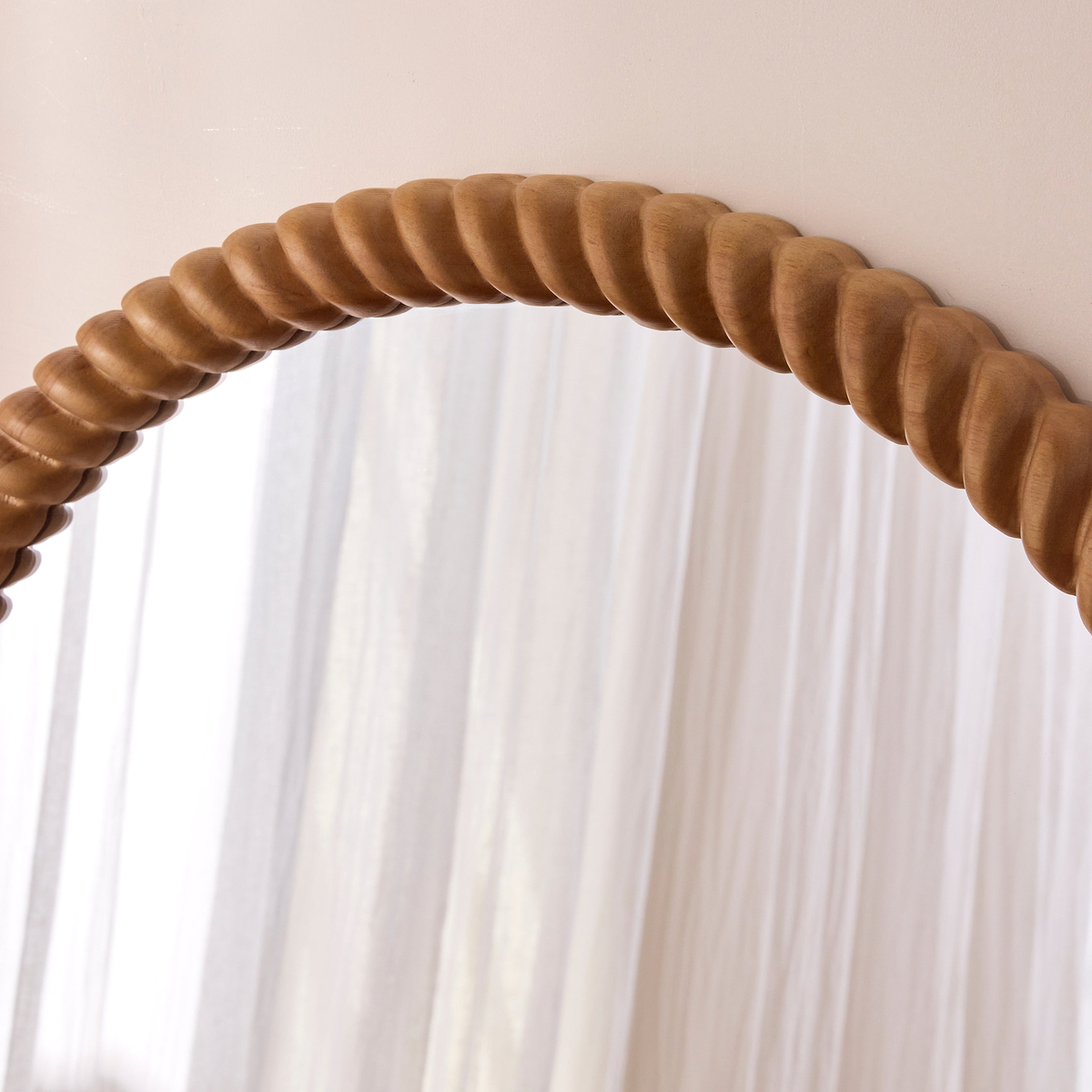 Cordelia - Warm Wood Rope Twist Round Wall Mirror 80cm x 80cm