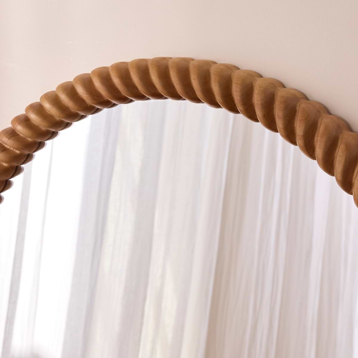 Cordelia - Warm Wood Rope Twist Round Wall Mirror 80cm x 80cm