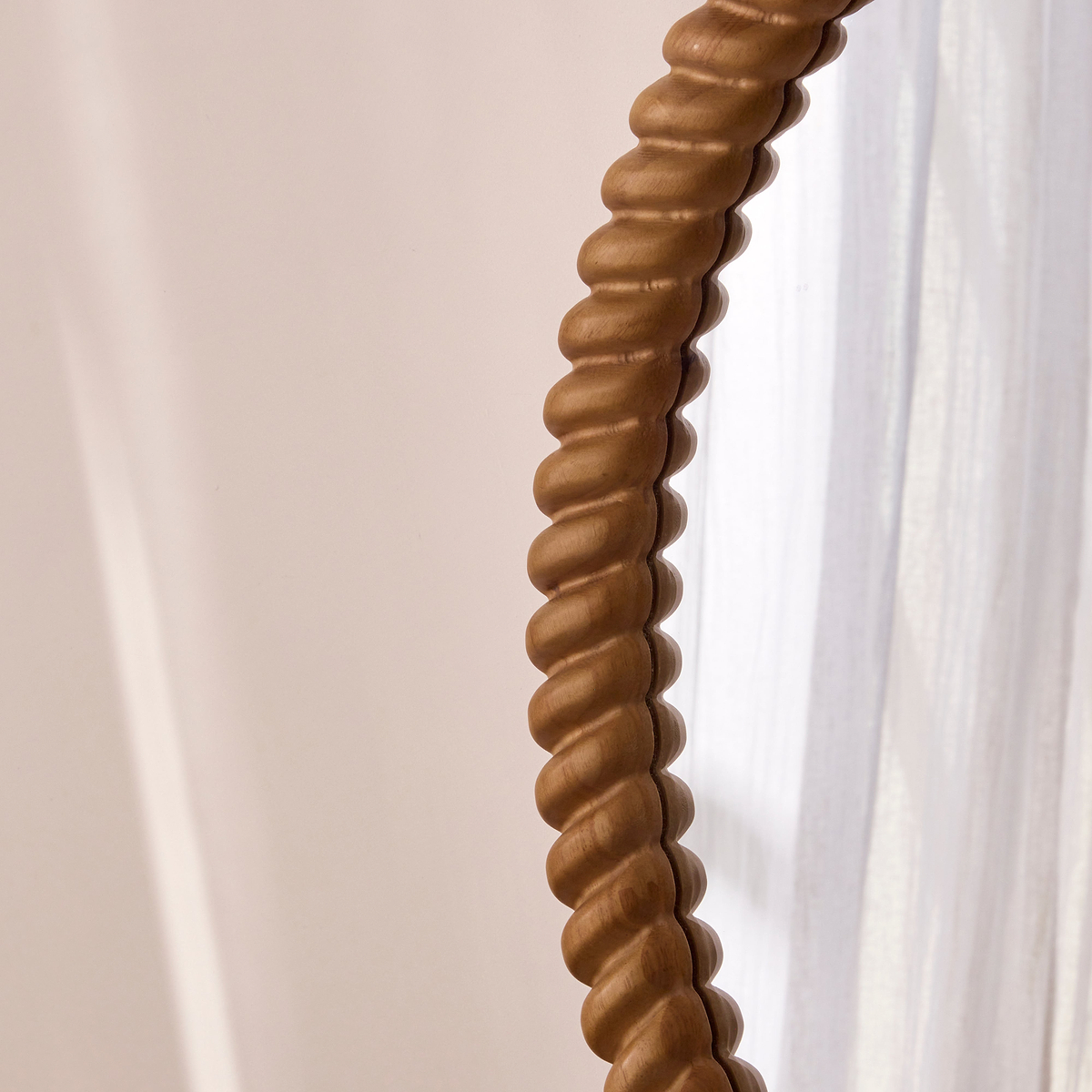 Cordelia - Warm Wood Rope Twist Round Wall Mirror 80cm x 80cm