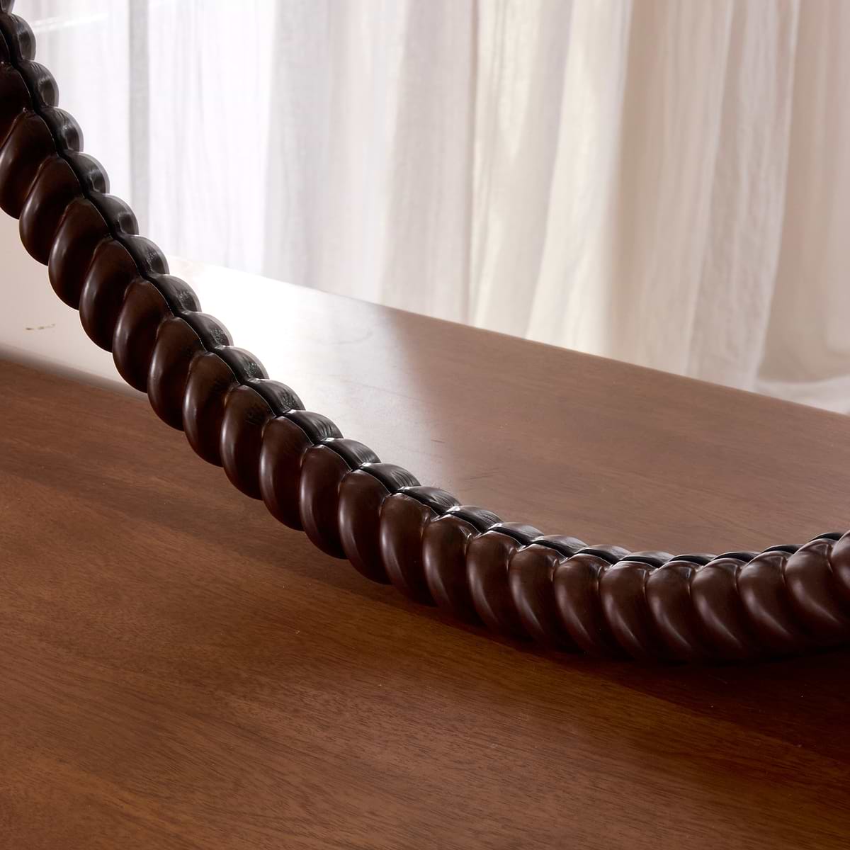 Cordelia - Dark Wood Rope Twist Round Wall Mirror 80cm x 80cm