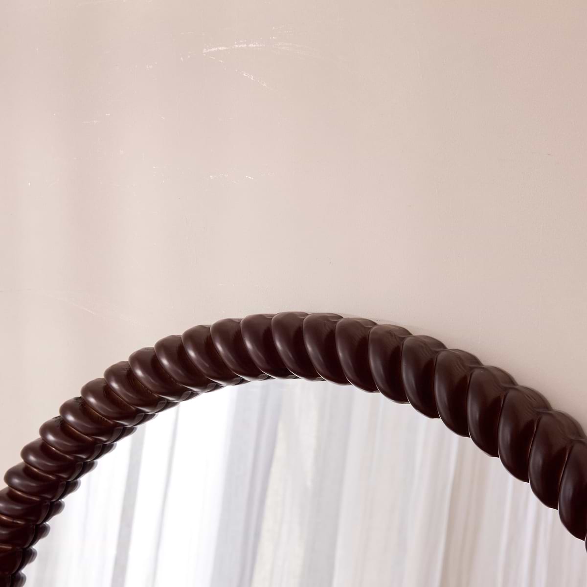 Cordelia - Dark Wood Rope Twist Round Wall Mirror 80cm x 80cm