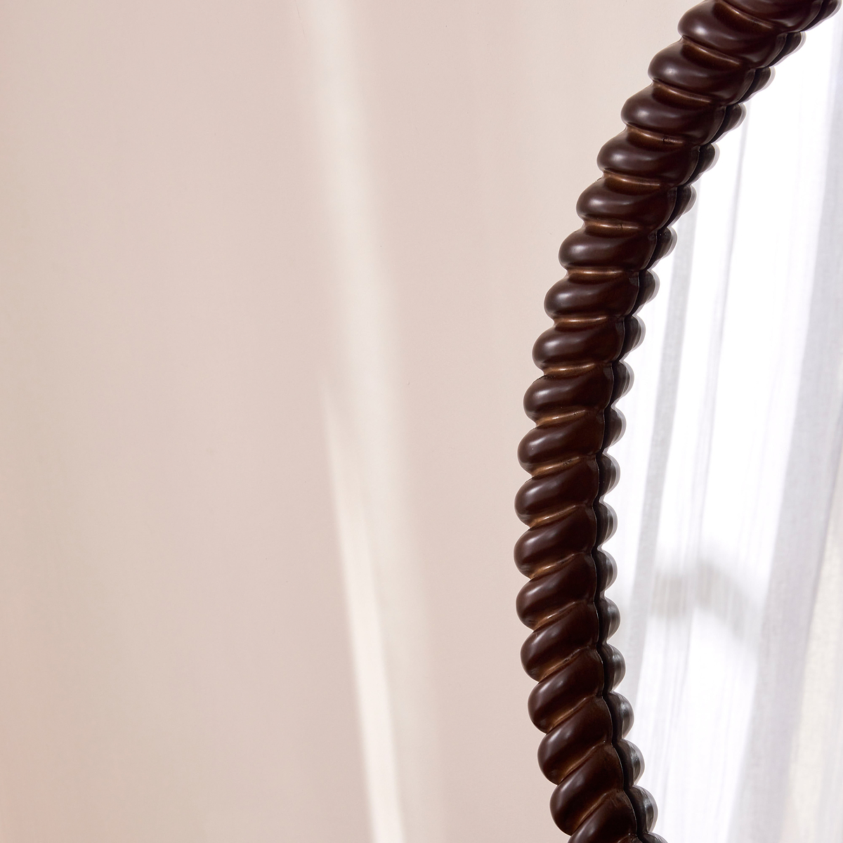 Cordelia - Dark Wood Rope Twist Round Wall Mirror 80cm x 80cm