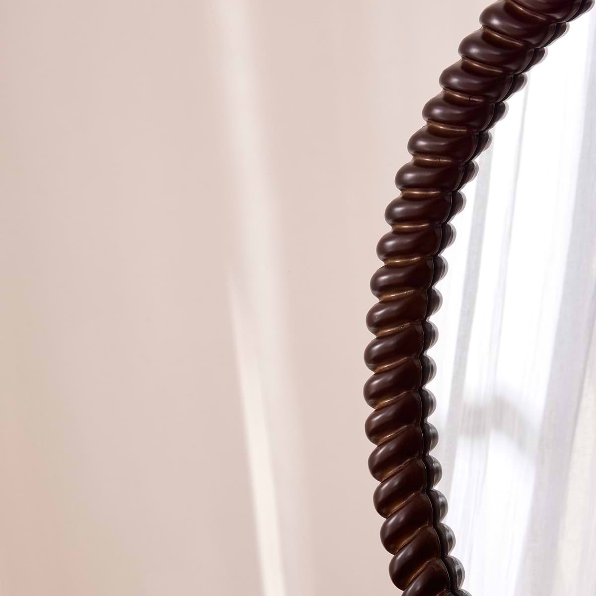 Cordelia - Dark Wood Rope Twist Round Wall Mirror 80cm x 80cm