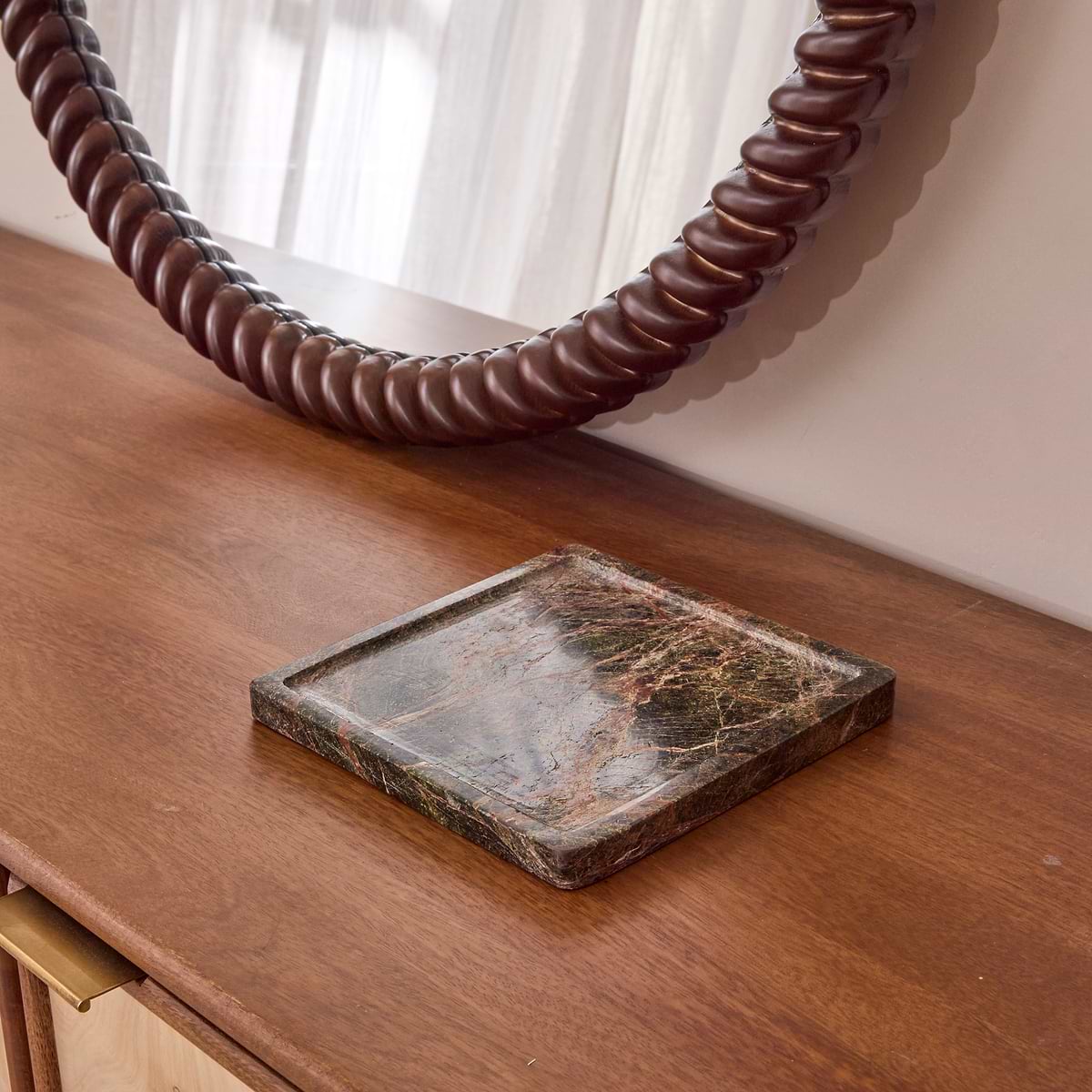 Travara - Green Marble Square Decorative Tray