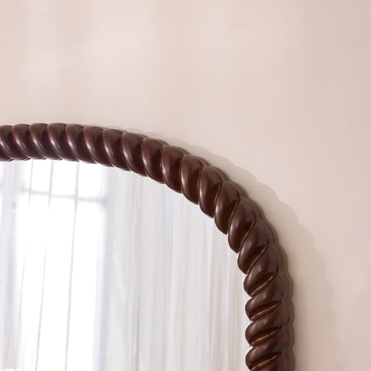 Cordelia - Dark Wood Rope Twist Full Length Arched Mirror 170cm x 80cm