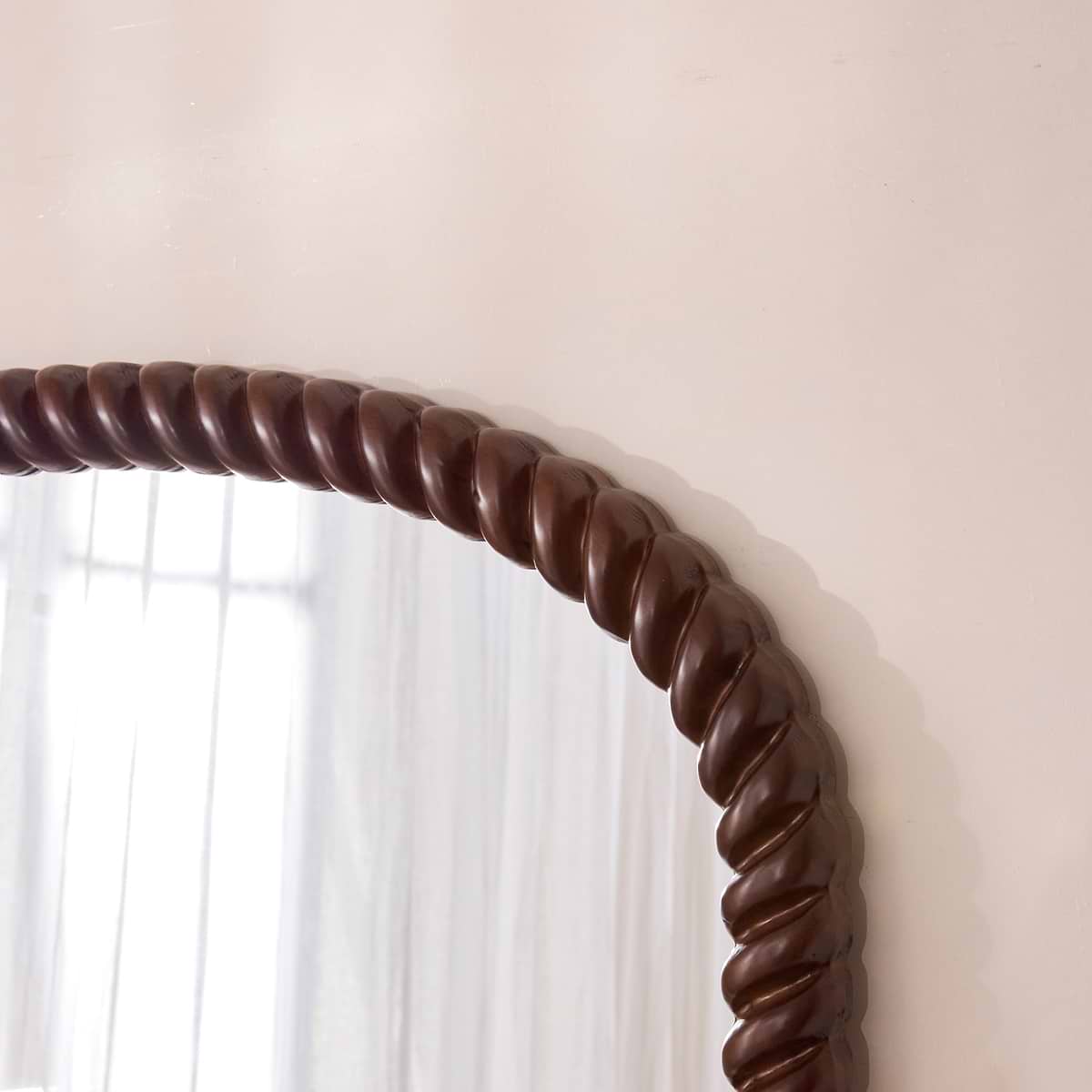 Cordelia - Dark Wood Rope Twist Full Length Arched Mirror 170cm x 80cm